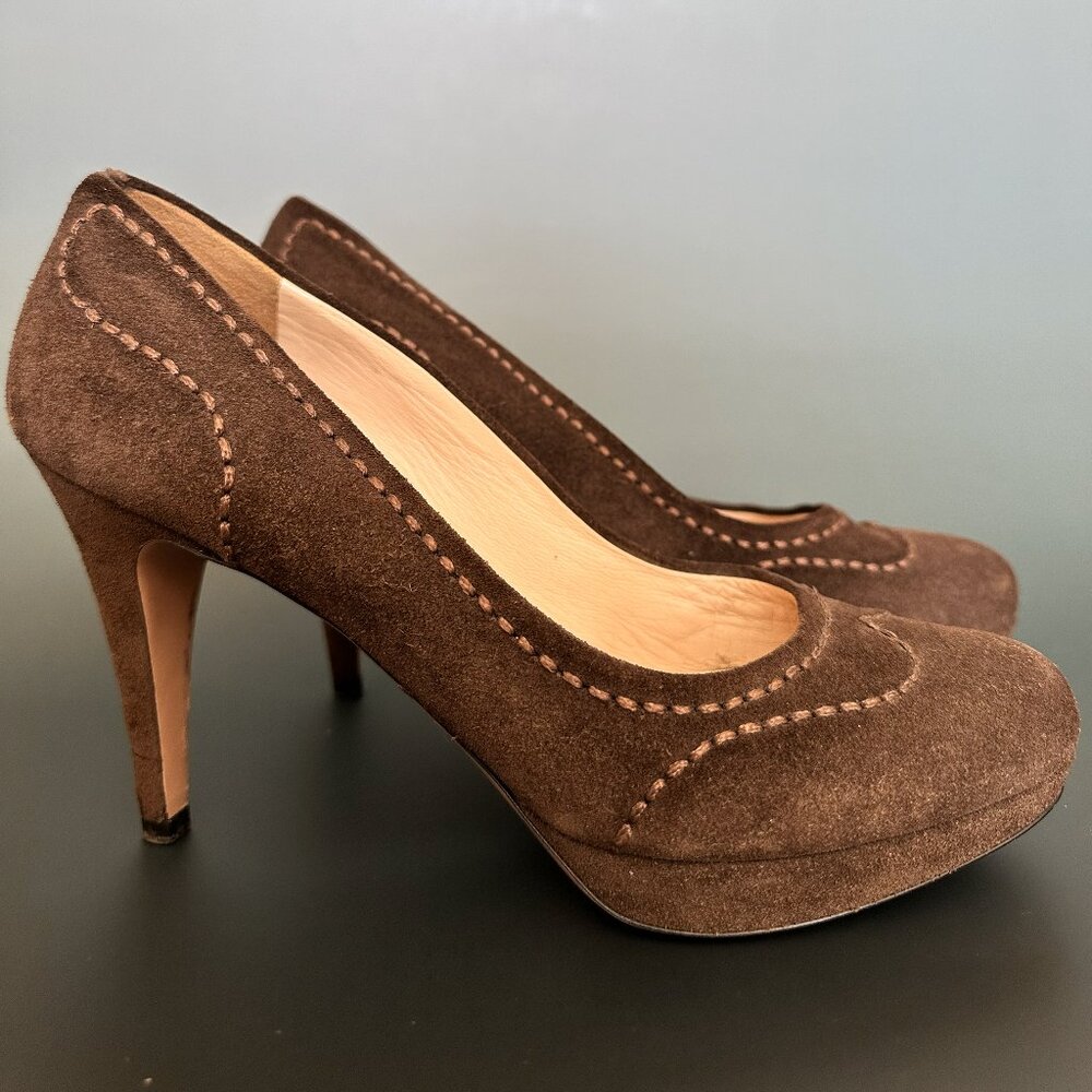 Prada Brown Suede Heels | Size 38.5
